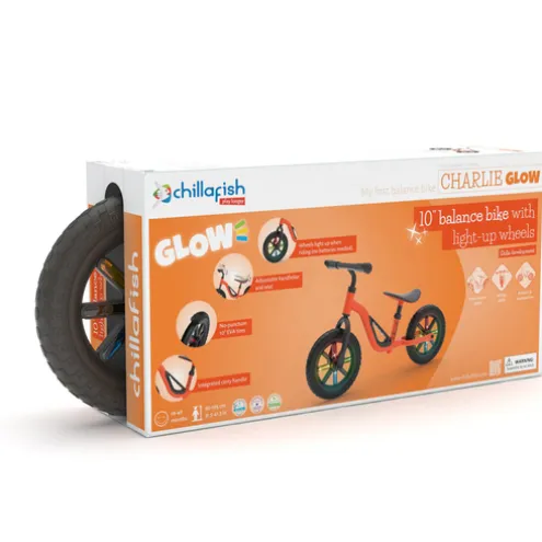 Chillafish 10 Inch Charlie Glow LED Balance Bike Orange