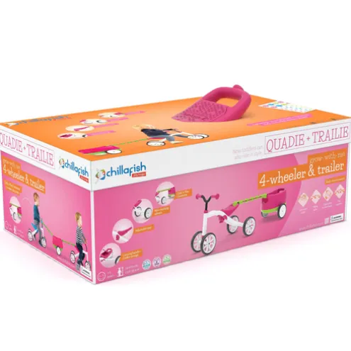 Chillafish Quadie 4 Wheeler Pink Ride On with Trailer