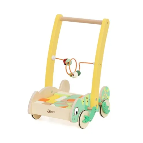 Classic World Chameleon Wooden Baby Walker with Blocks