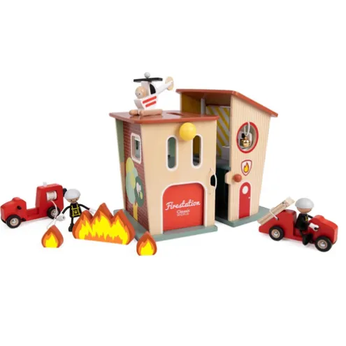 Classic World Wooden Fire Station Playset