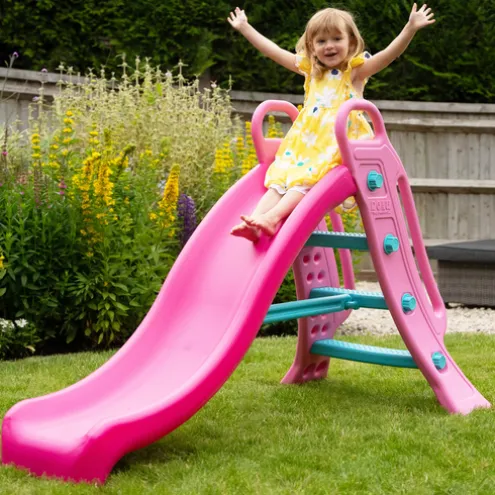 Dolu Height 104cm Big Pink Garden Slide with Water Feature