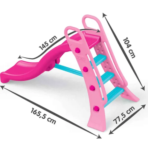 Dolu Height 104cm Big Pink Garden Slide with Water Feature