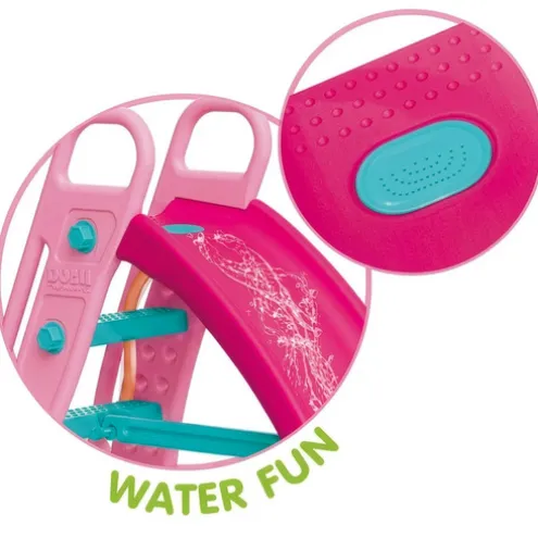 Dolu Height 104cm Big Pink Garden Slide with Water Feature