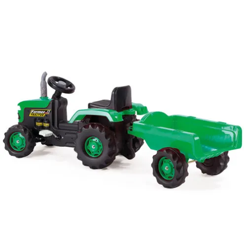 Dolu Pedal Tractor With Detachable Trailer and Horn Feature