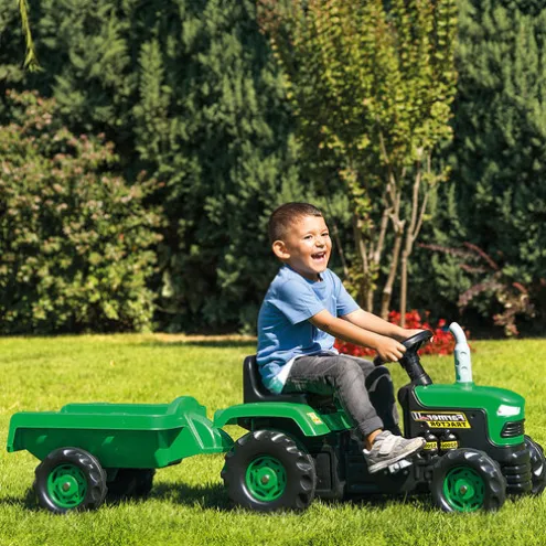 Dolu Pedal Tractor With Detachable Trailer and Horn Feature