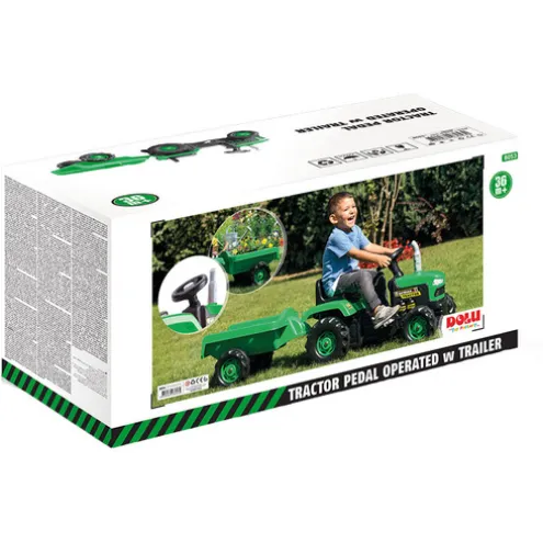 Dolu Pedal Tractor With Detachable Trailer and Horn Feature