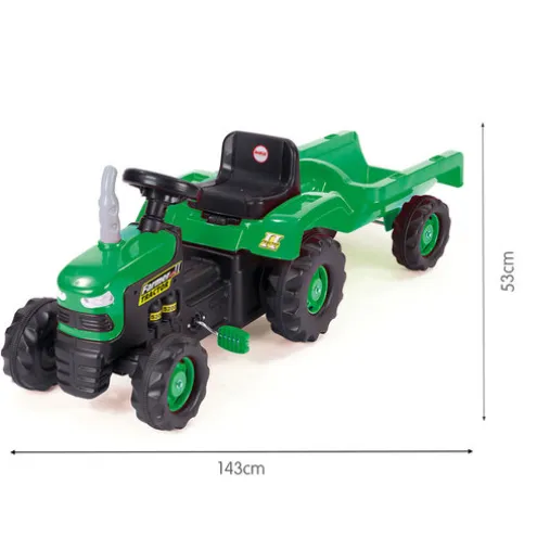 Dolu Pedal Tractor With Detachable Trailer and Horn Feature