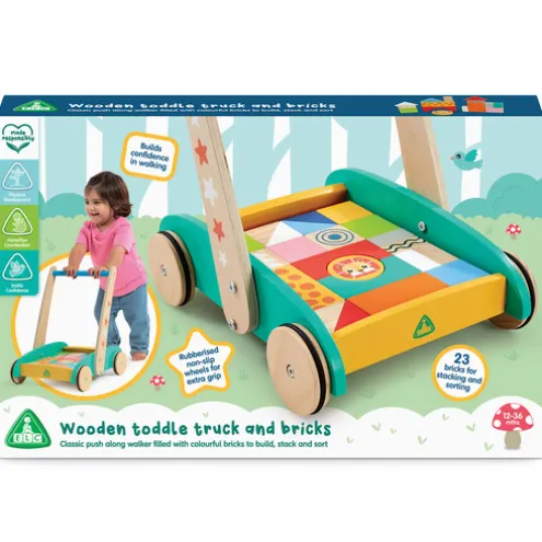 Early Learning Centre Wooden Toddle Truck and Bricks