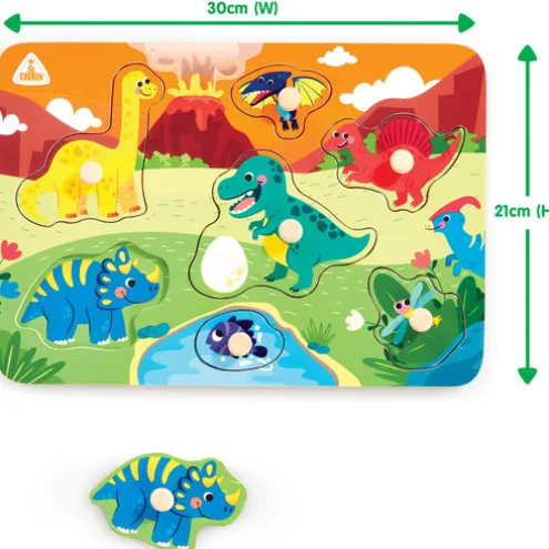 Early Learning Centre Wooden Dinosaur Peg Puzzle 7 Pieces
