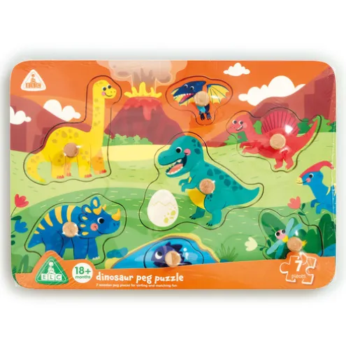 Early Learning Centre Wooden Dinosaur Peg Puzzle 7 Pieces