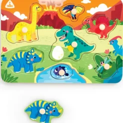 Early Learning Centre Wooden Dinosaur Peg Puzzle 7 Pieces
