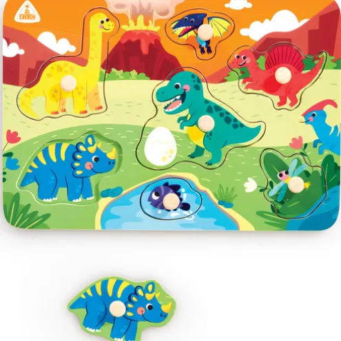 Early Learning Centre Wooden Dinosaur Peg Puzzle 7 Pieces