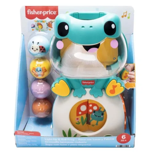 Fisher-Price Light-Up And Roll Frog Musical Ball Drop Activity Toy