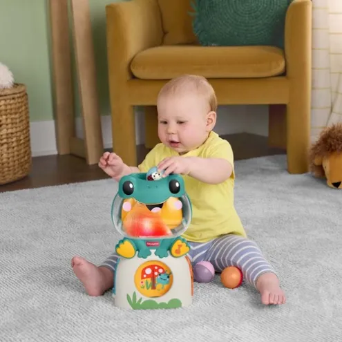 Fisher-Price Light-Up And Roll Frog Musical Ball Drop Activity Toy