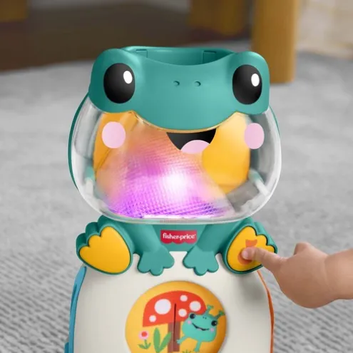 Fisher-Price Light-Up And Roll Frog Musical Ball Drop Activity Toy