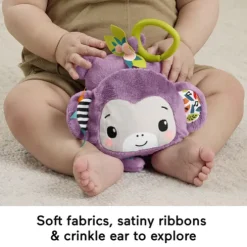 Fisher-Price Sing & Go Purple Monkey Clip-On Sensory Pram Toy
