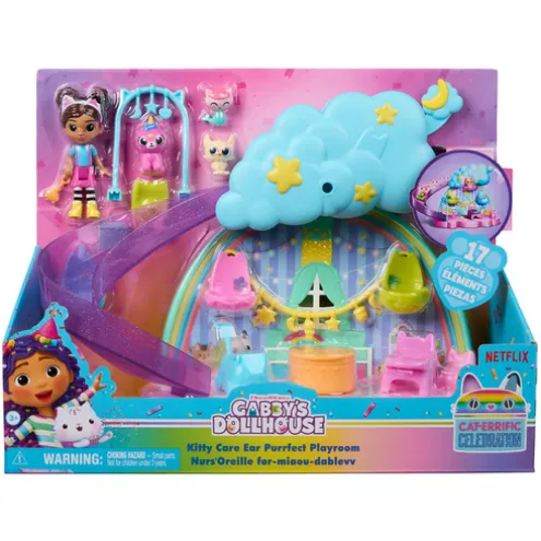 Gabby's Dollhouse Kitty Care Ear Purrfect Playroom Playset