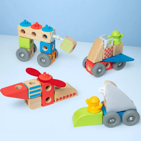 Melissa & Doug Blockables Vehicles Wooden Block Playset