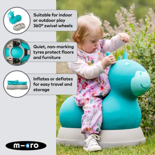 Micro 2in1 Inflatable Space Hopper Ride On Aqua