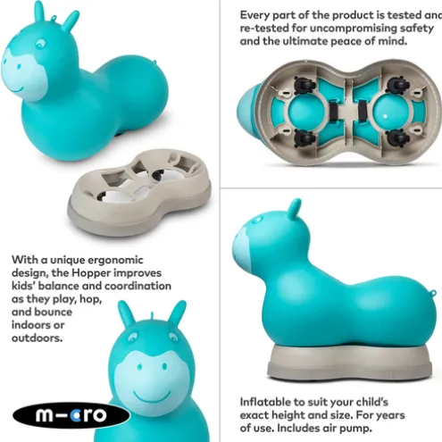 Micro 2in1 Inflatable Space Hopper Ride On Aqua