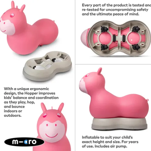 Micro 2in1 Inflatable Space Hopper Ride On Pink