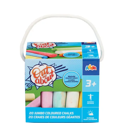 Out and About Jumbo Coloured Chalks 20 Pack