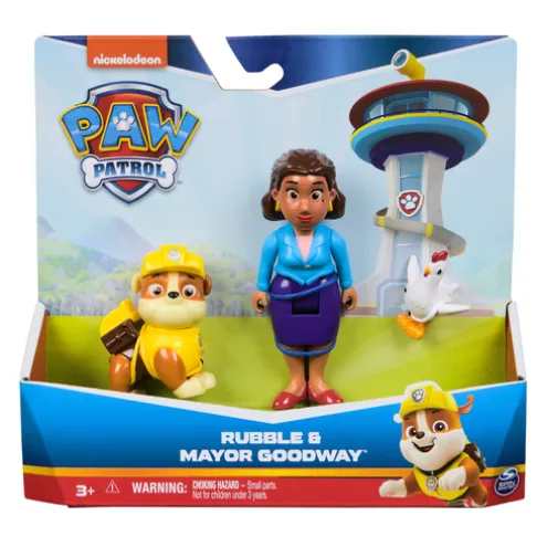 Paw Patrol Rubble and Mayor Goodway Figures