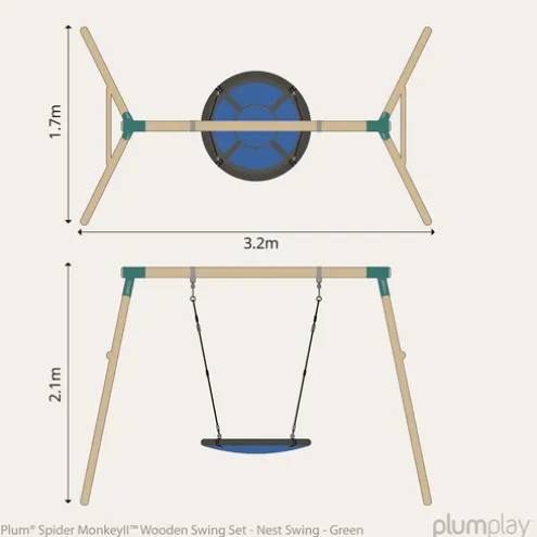 Plum Spider Monkey II Wooden Swing Set