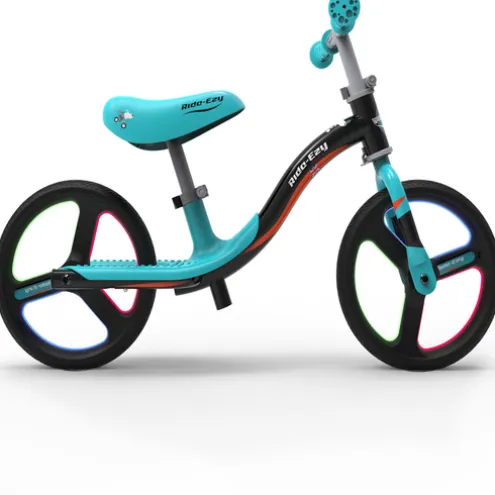 Ride-ezy Go Glo Light Up Balance Bike Celeste Green and Black