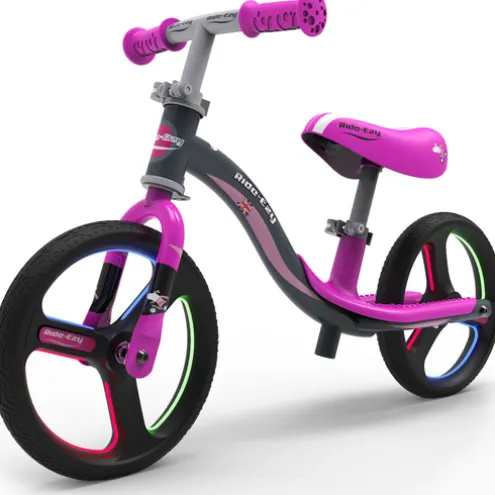 Ride-ezy Go Glo Light Up Balance Bike Pink and Silver