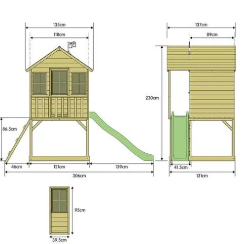 TP Hill Top Tower Wooden Playhouse with Slide