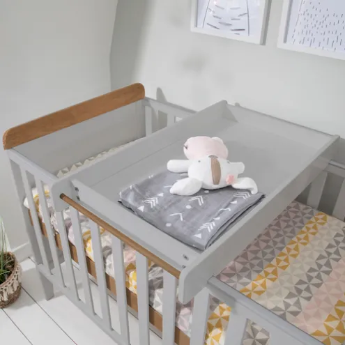 Tutti Bambini Dove Grey Cot Bed with Cot Top Changer and Mattress Rio