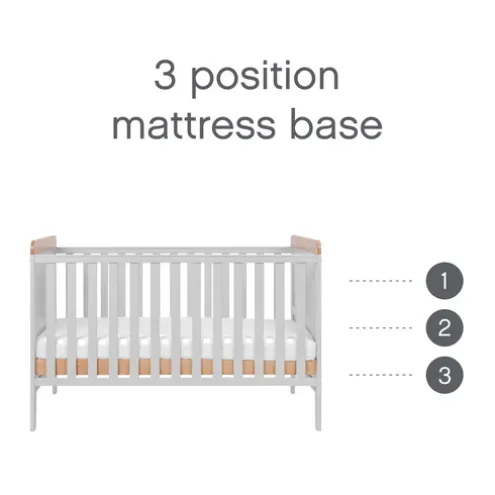 Tutti Bambini Dove Grey Cot Bed with Cot Top Changer and Mattress Rio