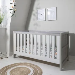 Tutti Bambini Grey Cot Bed with Chest Changer Modena