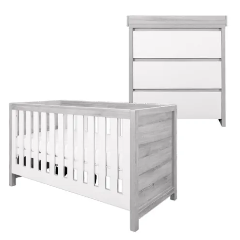 Tutti Bambini Grey Cot Bed with Chest Changer Modena