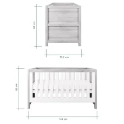 Tutti Bambini Grey 3-in-1 Cot Bed Modena