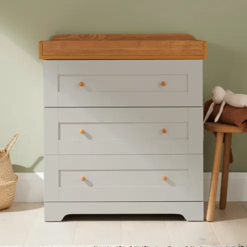 Tutti Bambini Honey Oak Cot Bed with Chest Changer Rio