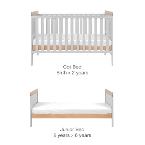 Tutti Bambini Honey Oak Cot Bed with Chest Changer Rio