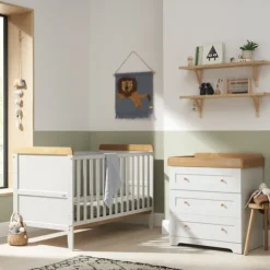Tutti Bambini Honey Oak Cot Bed with Chest Changer Rio