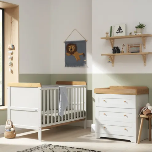 Tutti Bambini Honey Oak Cot Bed with Chest Changer Rio