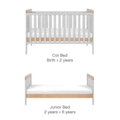 Tutti Bambini Honey Oak Cot Bed with Chest of Drawers and Wardrobe Rio