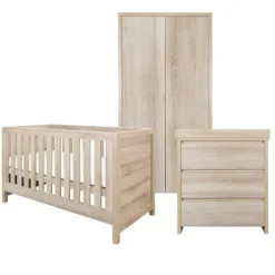 Tutti Bambini Oak Cot Bed with Chest Changer and Wardrobe Modena