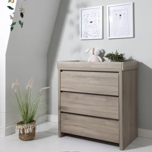 Tutti Bambini Oak Cot Bed with Chest Changer and Wardrobe Modena