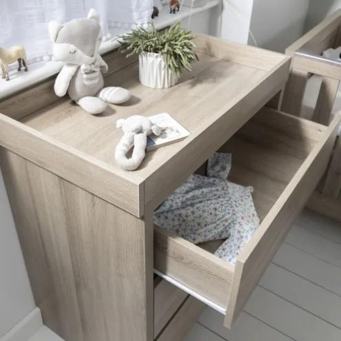 Tutti Bambini Oak Cot Bed with Chest Changer and Wardrobe Modena