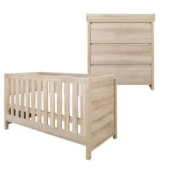 Tutti Bambini Oak Cot Bed with Chest Changer Modena