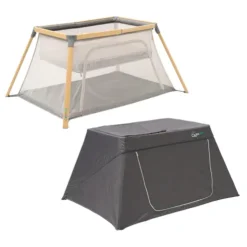 Tutti Bambini Oak Travel Cot and Nightshade CoZee Go Day and Night