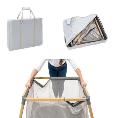 Tutti Bambini Oak Travel Cot and Nightshade CoZee Go Day and Night
