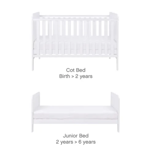 Tutti Bambini White Cot Bed with Chest Changer Rio