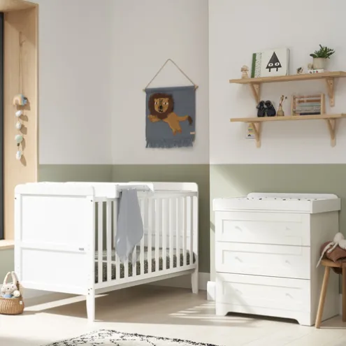Tutti Bambini White Cot Bed with Chest Changer Rio