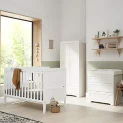 Tutti Bambini White Cot Bed with Chest of Drawers and Wardrobe Rio